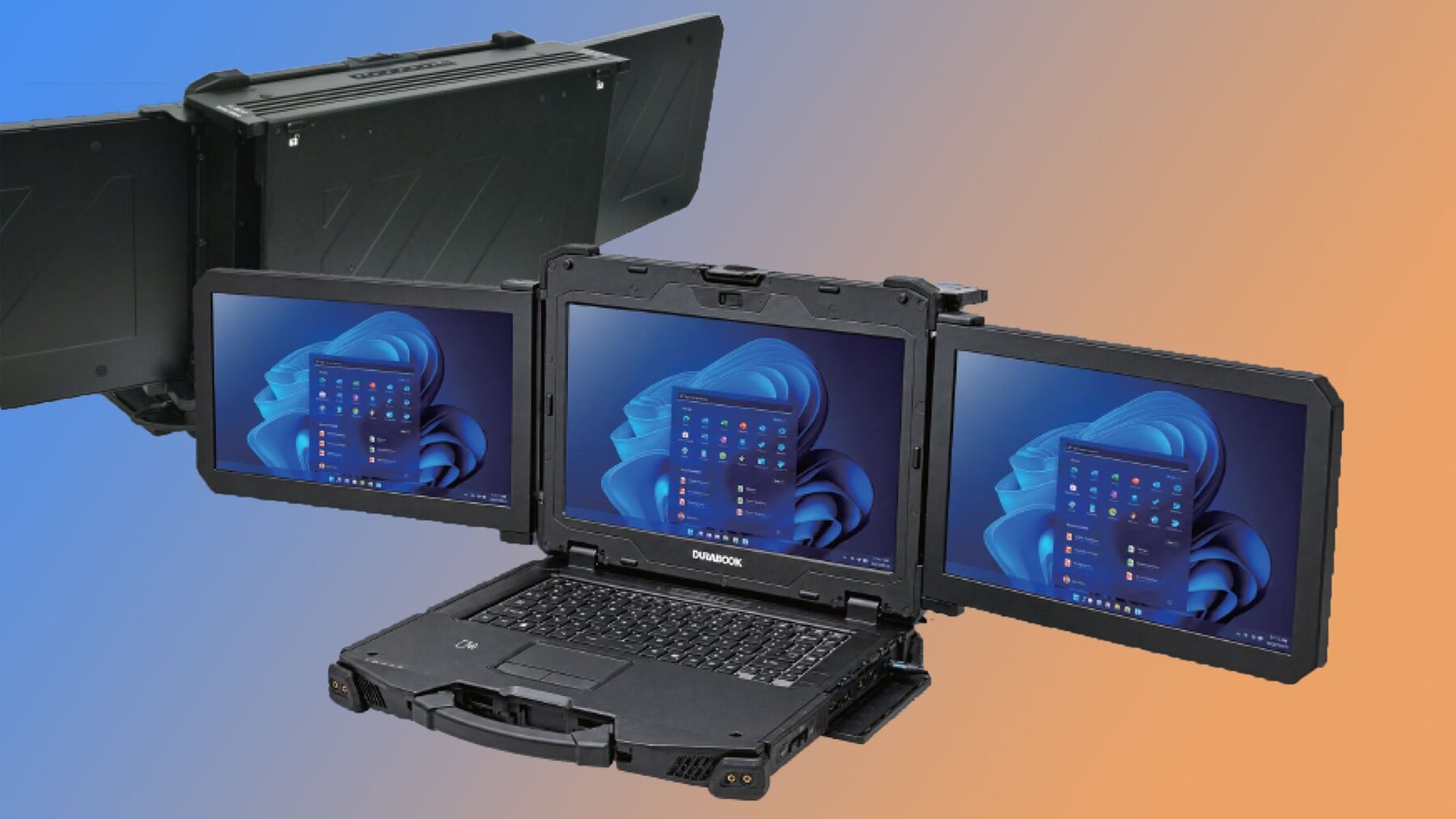 Durabook Z14I-DX3 : une station mobile robuste avec trois écrans 14 pouces lisibles au soleil